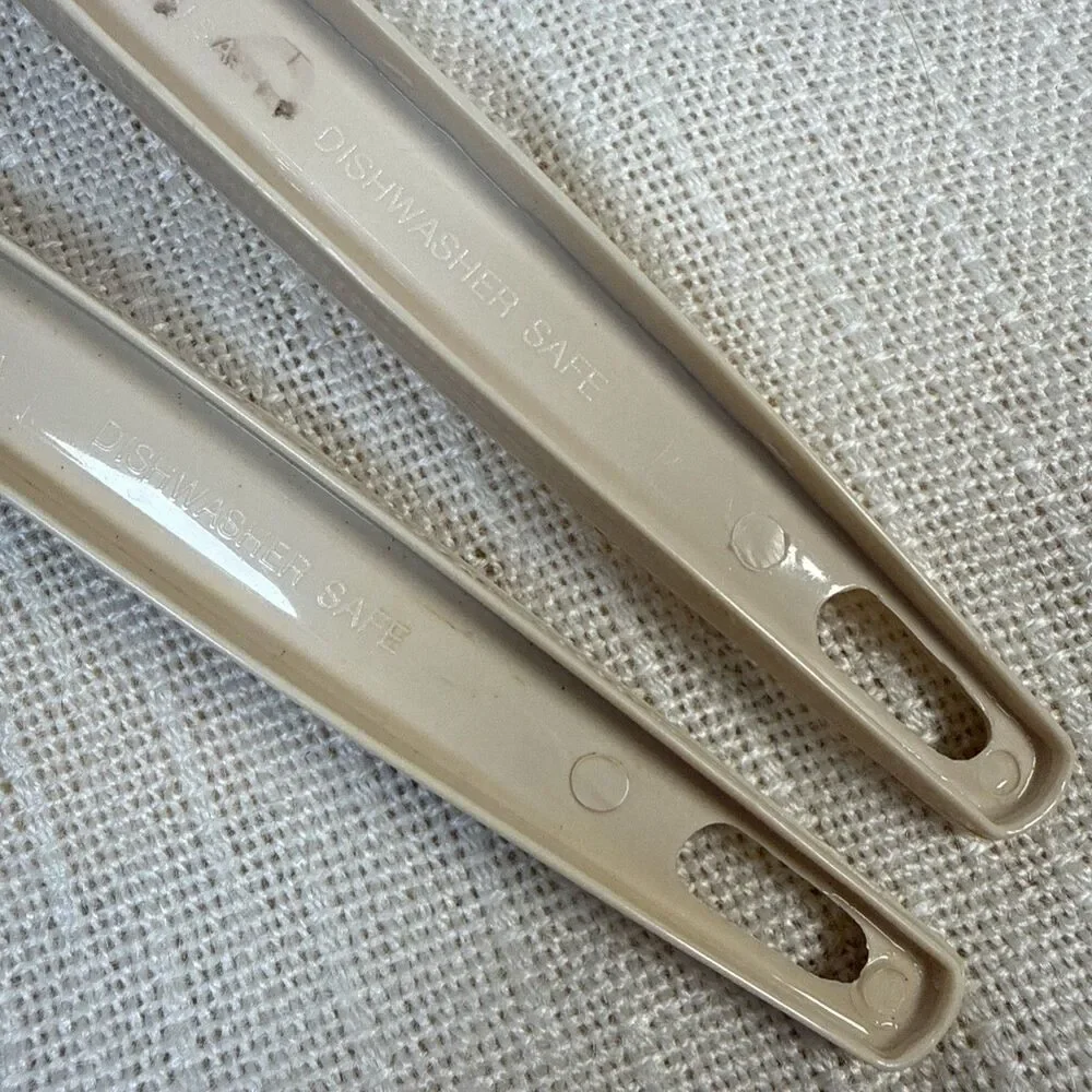 Vintage Ecko Plastic Serving Spoon & Cooking Slotted Spaghetti Spoon Almond